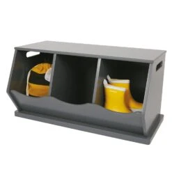 Triple Stacking Wooden Toy Storage Trunk, Charcoal -Great Little Trading Co l5244 20