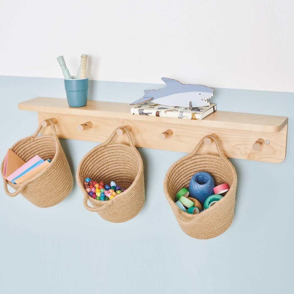 Wooden Peg Rail With Shelf, Natural 4 Wooden Peg Rail With Shelf, Natural - Image 2