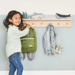 Wooden Peg Rail With Shelf, Natural 10 Wooden Peg Rail With Shelf, Natural -Great Little Trading Co l5343 4