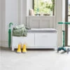 Blake Storage Bench Set, White With Grey Cushion -Great Little Trading Co l5358 2