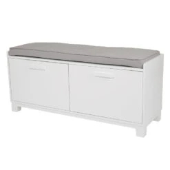 Blake Storage Bench Set, White With Grey Cushion -Great Little Trading Co l5358 20