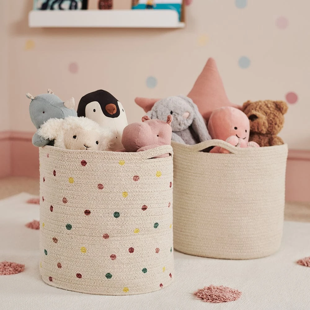 Woven Storage Basket, Pastel Spot 7 Woven Storage Basket, Pastel Spot - Image 5