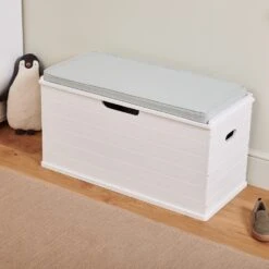 Large Wooden Toy Box Seat Bench, Mint